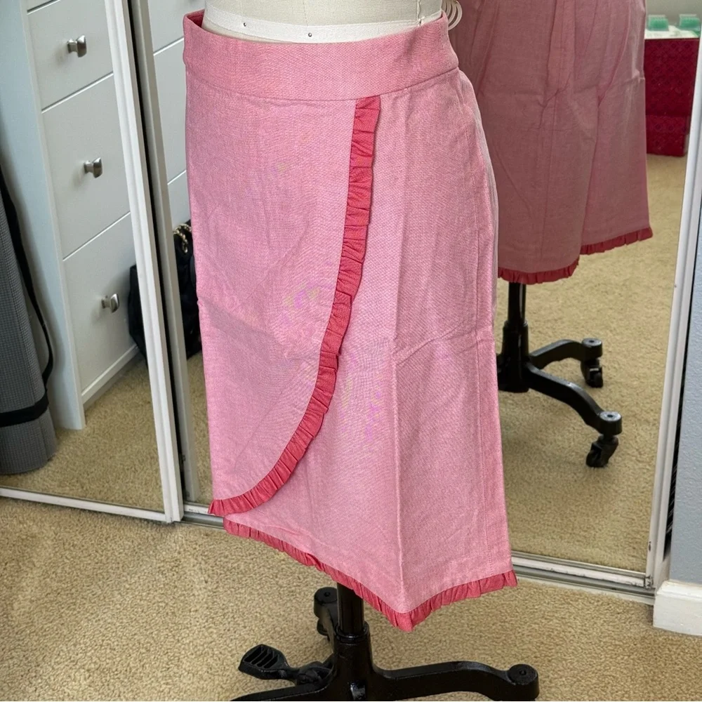 J. Crew Pink Asymmetrical Wrap Midi Skirt